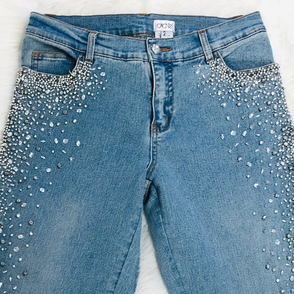 Cache beaded flare leg vintage jeans